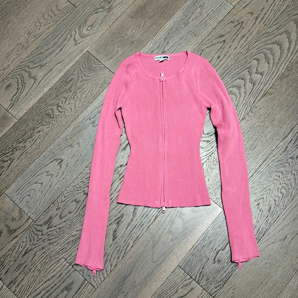 Pink fashion, nova, zipper, long sleeve top & bottoms set - Picture 14 of 15